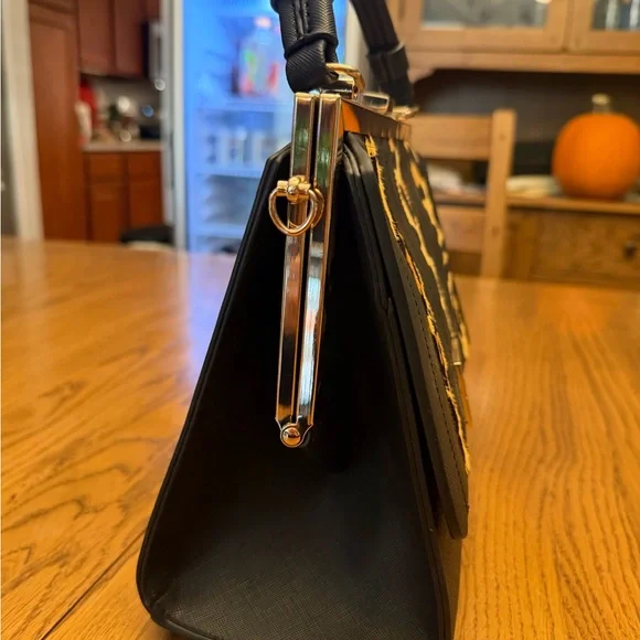 Dune London Black and Animal Print Satchel - Picture 2 of 5